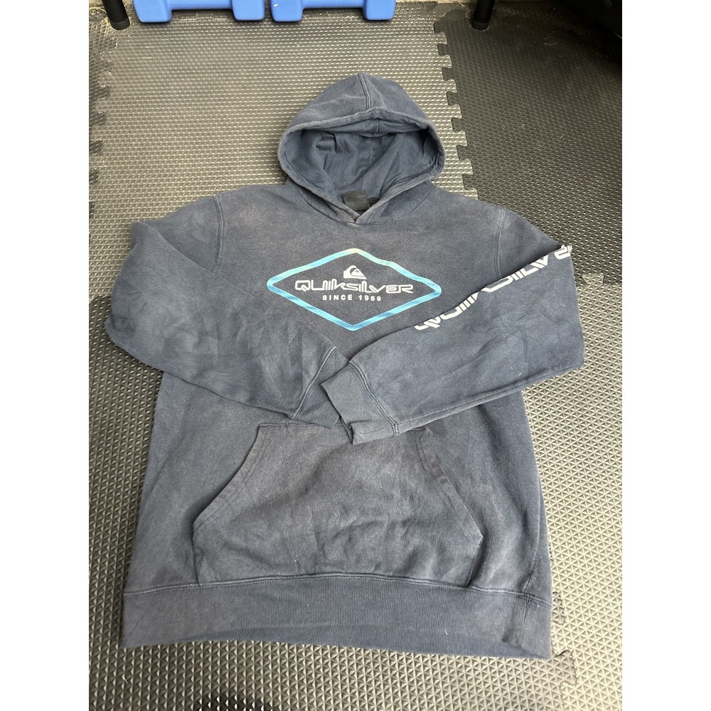 Quiksilver Boys' Size L (14/16) Blue Pullover Hoodie Sweatshirt Hooded Surf